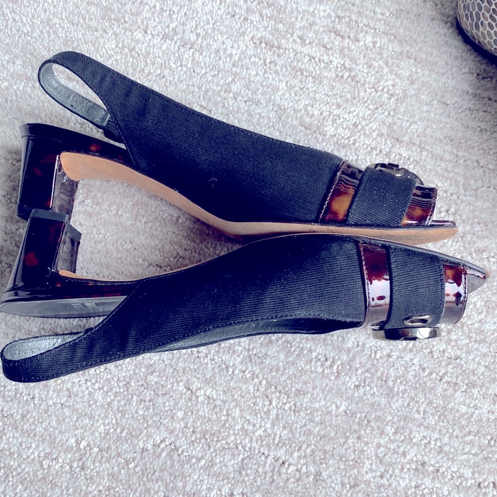 Stuart Weitzman sling back peep toe shoes size 8 walkable block heel